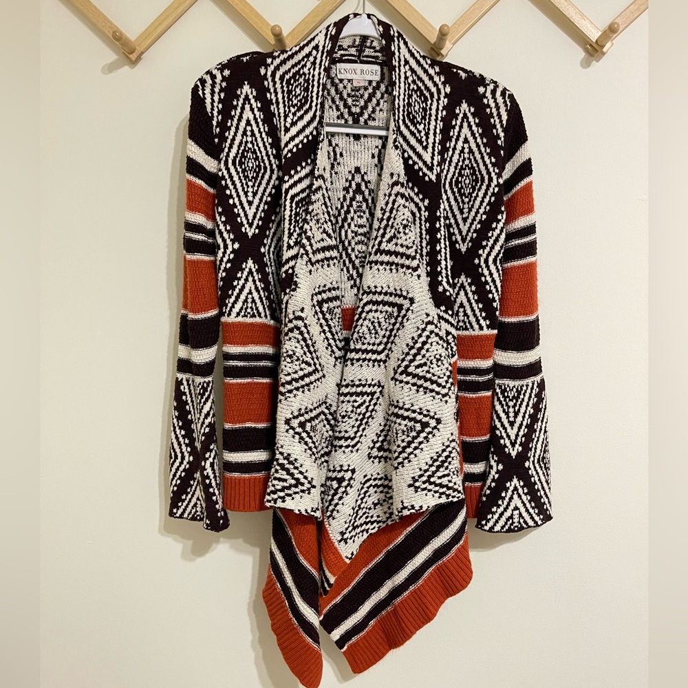 Knox Rose Aztec Pattern Shawl Cardigan